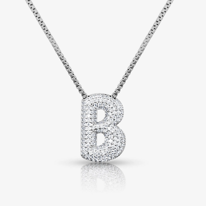 Pave Initial Bubble Letter Necklace