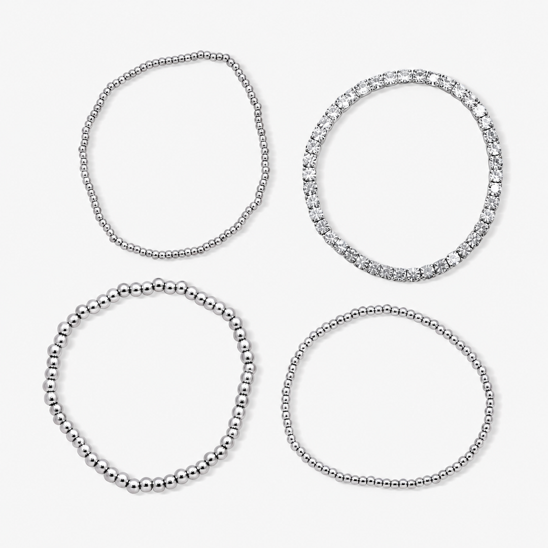Icy Beaded Bracelet Four-Piece Set