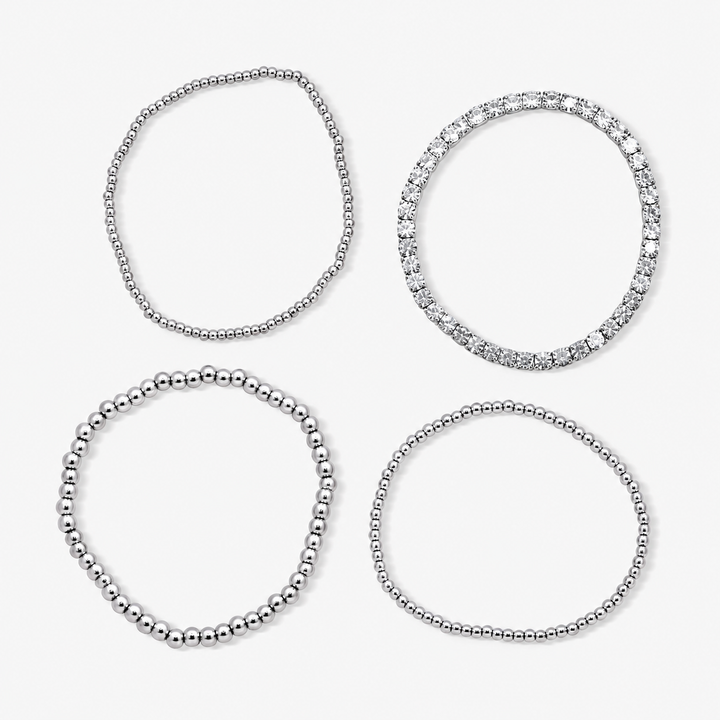 Icy Beaded Bracelet Four-Piece Set
