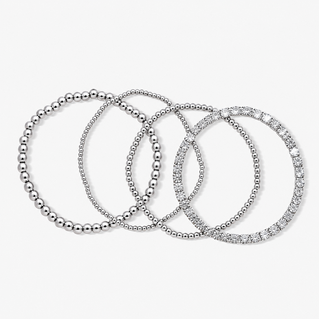 Icy Beaded Bracelet Four-Piece Set