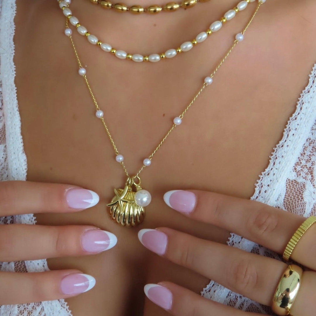 Sea Breeze Pearl and Shell Necklace