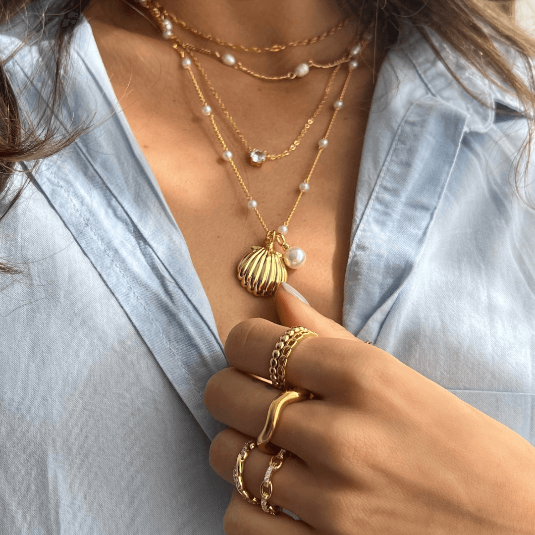 Sea Breeze Pearl and Shell Necklace