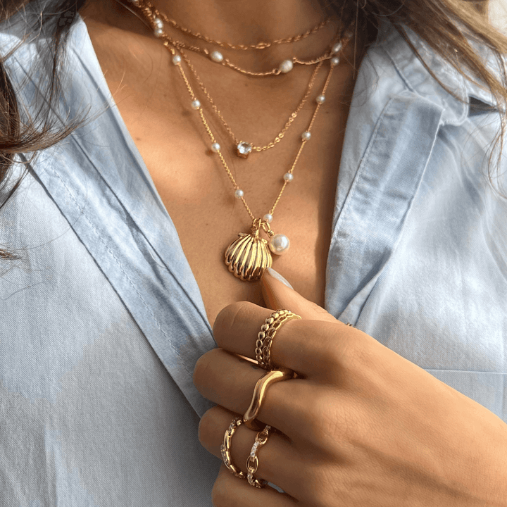 Sea Breeze Pearl and Shell Necklace