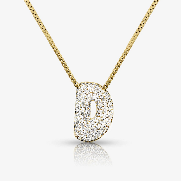 Pave Initial Bubble Letter Necklace