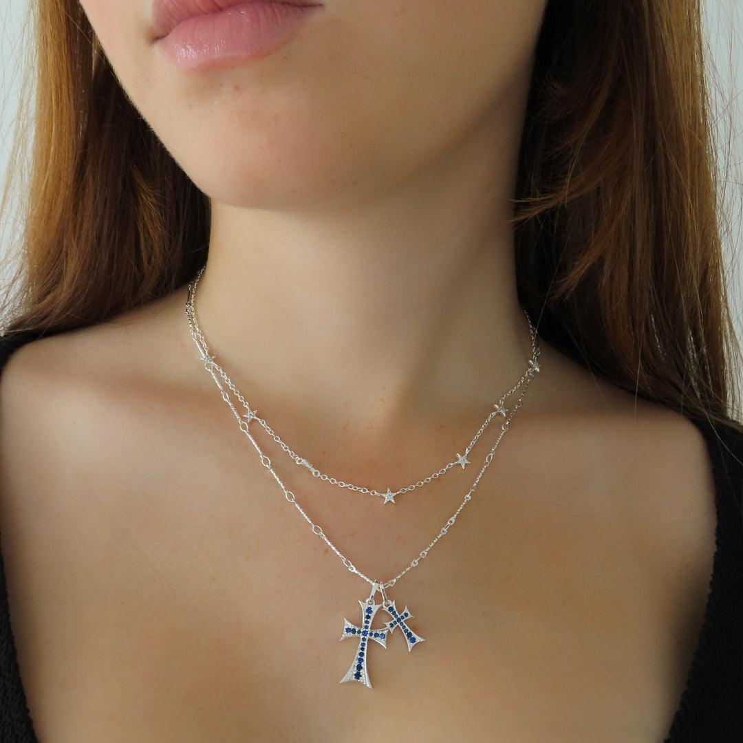 Double Cross Me Pendant Necklace