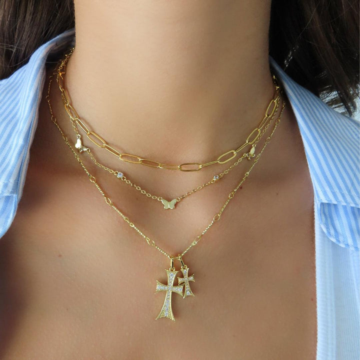Double Cross Me Pendant Necklace