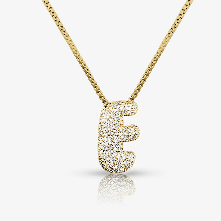 Pave Initial Bubble Letter Necklace