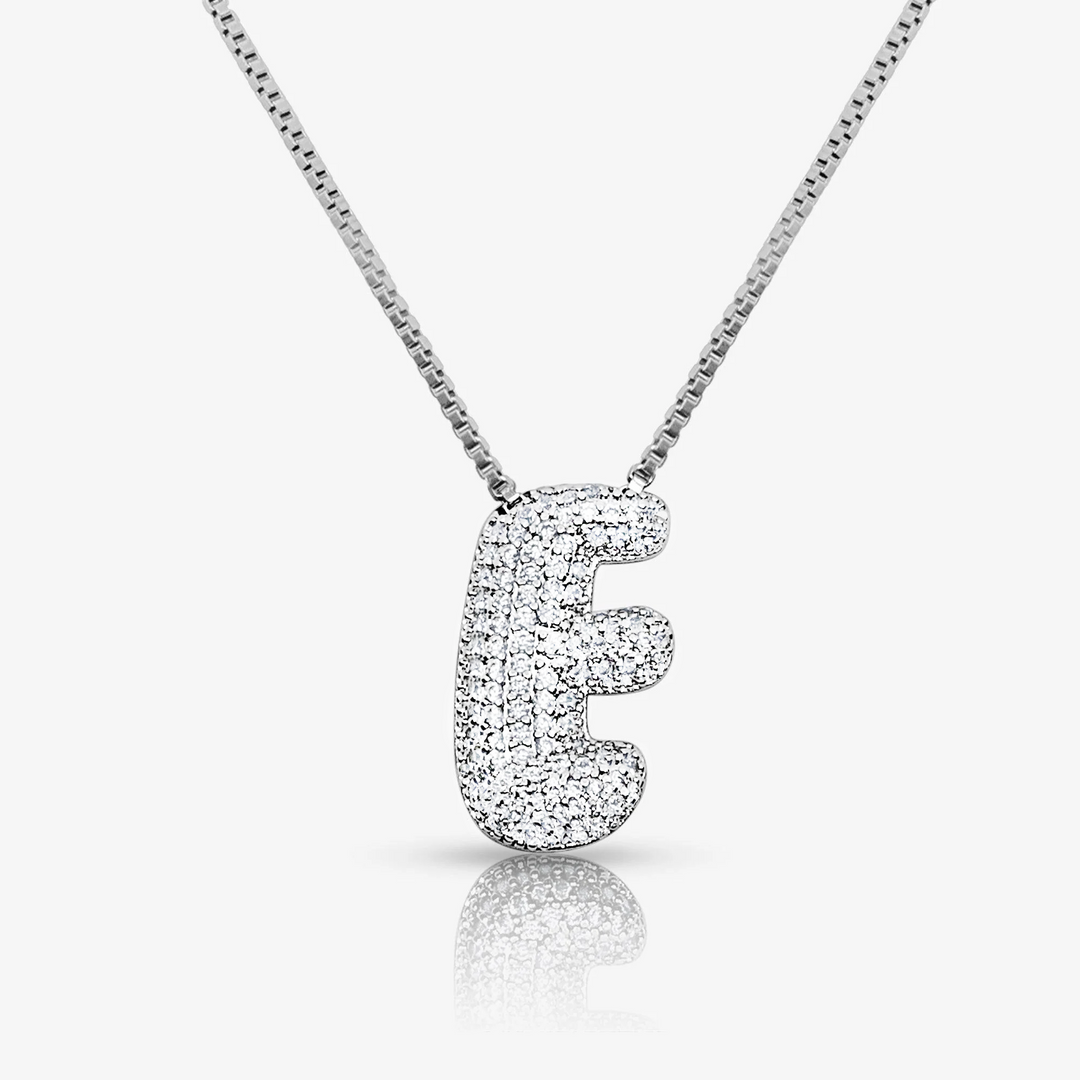 Pave Initial Bubble Letter Necklace