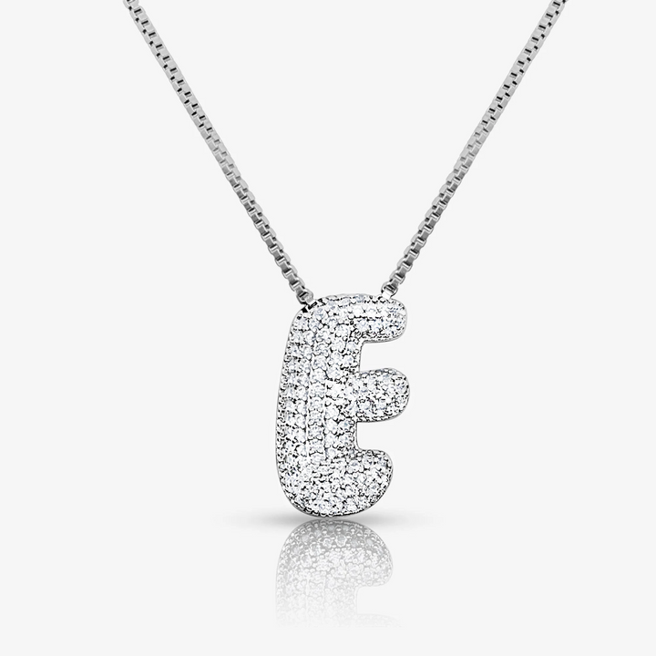 Pave Initial Bubble Letter Necklace