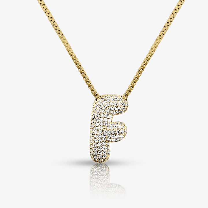 Pave Initial Bubble Letter Necklace