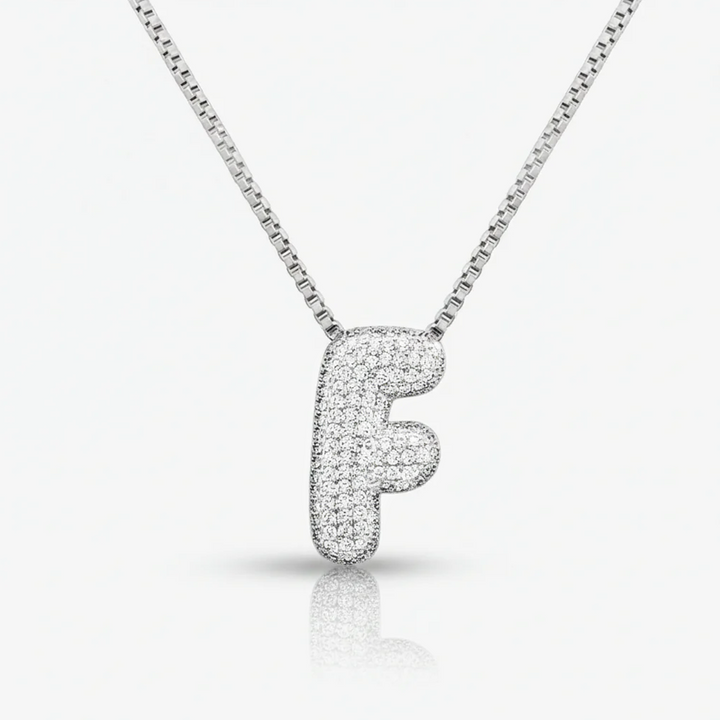 Pave Initial Bubble Letter Necklace