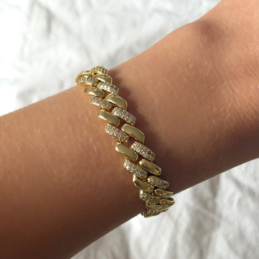 Icy Link Bracelet in 14k Gold-Plated Stainless Steel