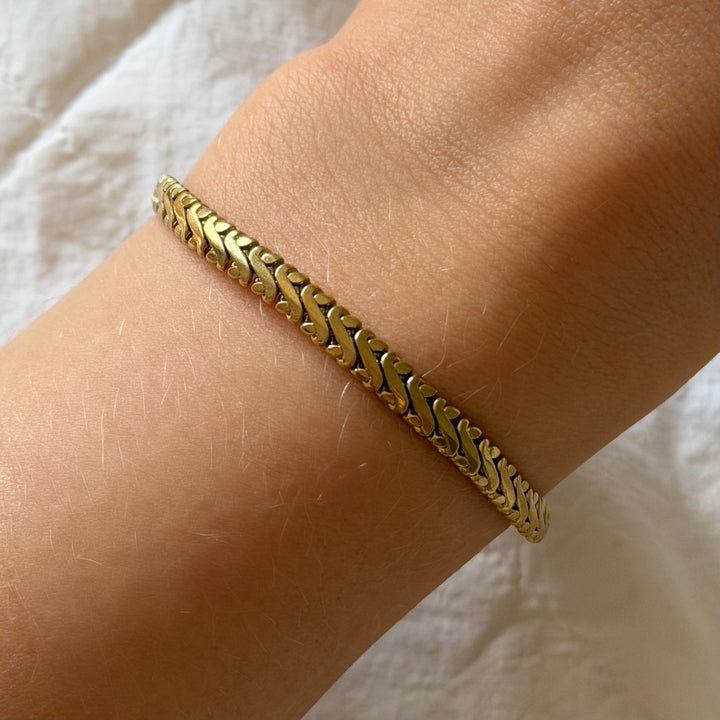 Woven Chain Bracelet in 18k Gold Plated Stainless Steel