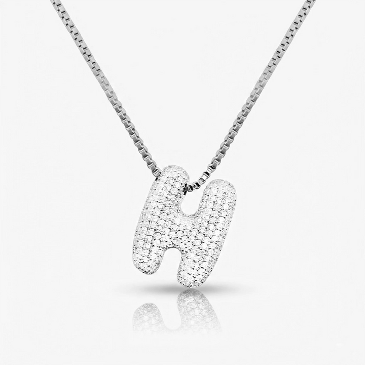 Pave Initial Bubble Letter Necklace