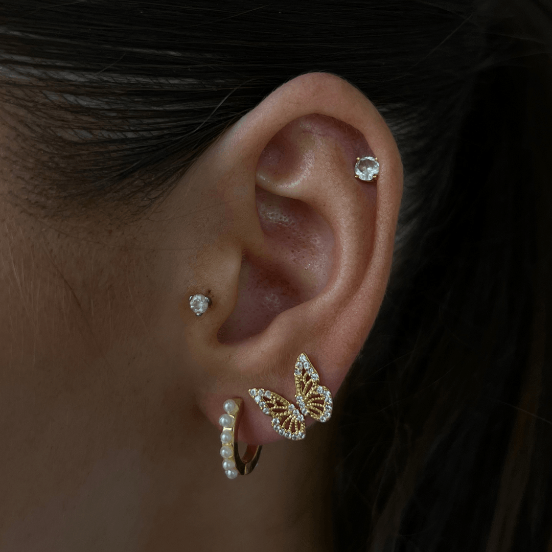 Heavenly Hour Pearl Huggie Earrings