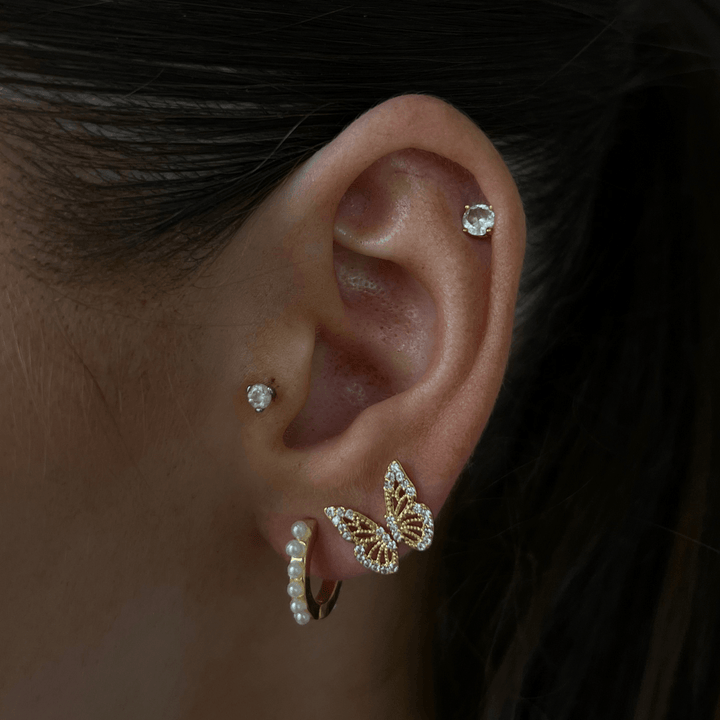 Heavenly Hour Pearl Huggie Earrings