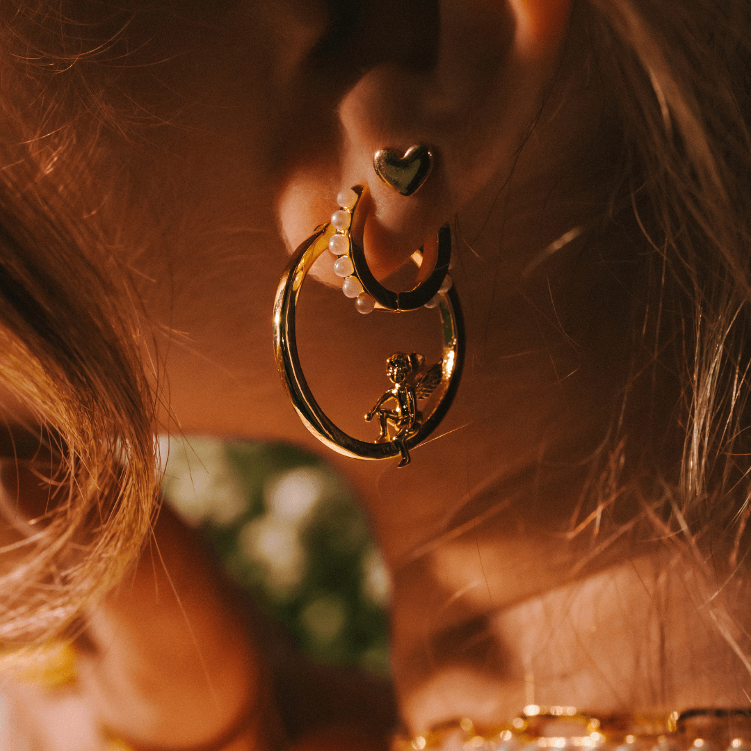 Heavenly Hour Pearl Huggie Earrings