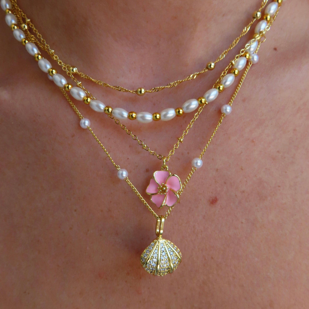 Honolulu Hibiscus Flower Pendant Necklace