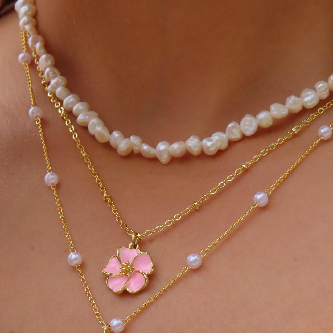 Honolulu Hibiscus Flower Pendant Necklace