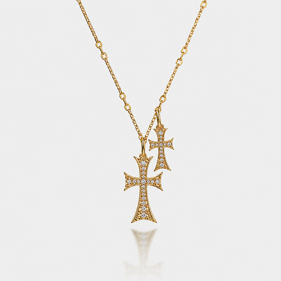 Double Cross Me Pendant Necklace