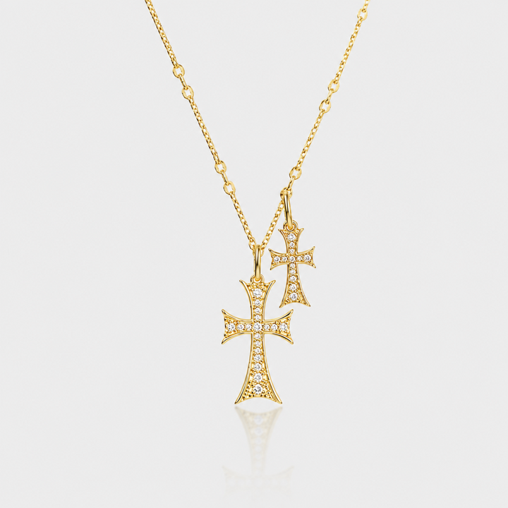 Double Cross Me Pendant Necklace