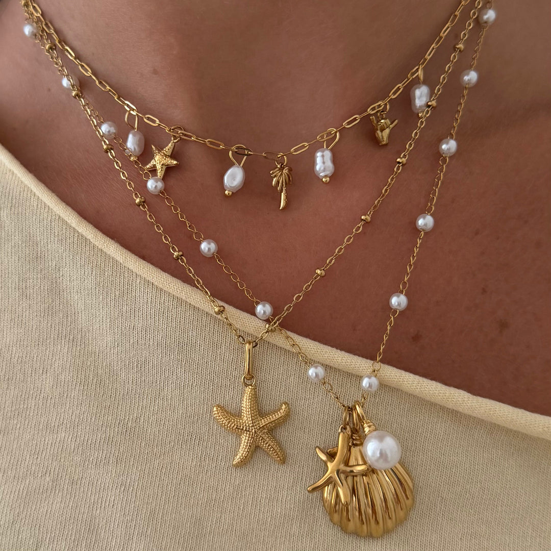 Sea Breeze Pearl and Shell Necklace