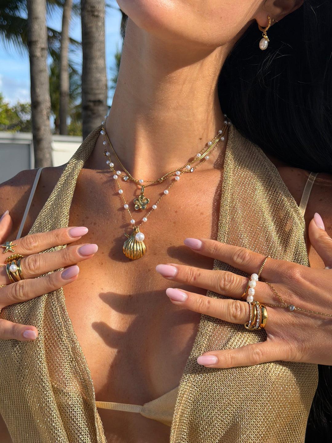 Dreamy Pearl and Crystal Chain Necklace