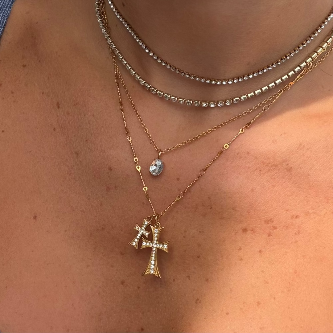Double Cross Me Pendant Necklace
