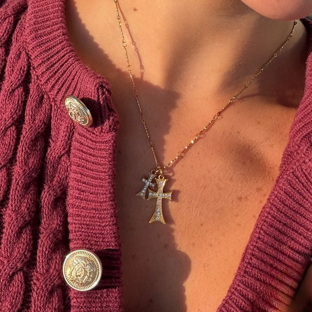 Double Cross Me Pendant Necklace