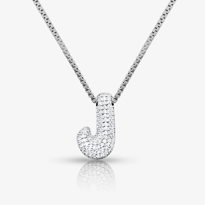 Pave Initial Bubble Letter Necklace