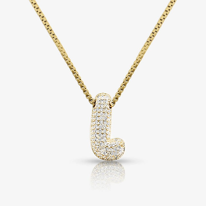 Pave Initial Bubble Letter Necklace