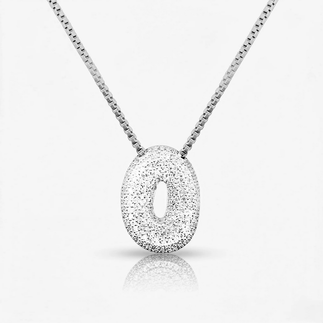 Pave Initial Bubble Letter Necklace
