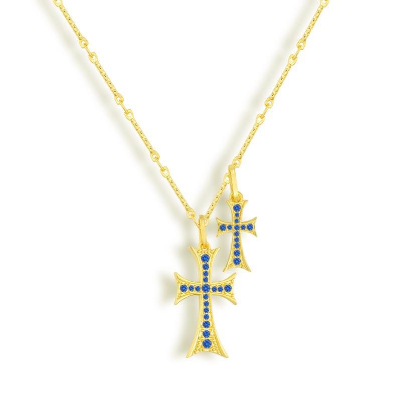 Double Cross Me Pendant Necklace