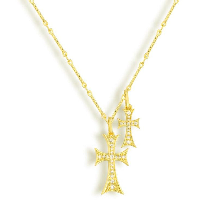 Double Cross Me Pendant Necklace