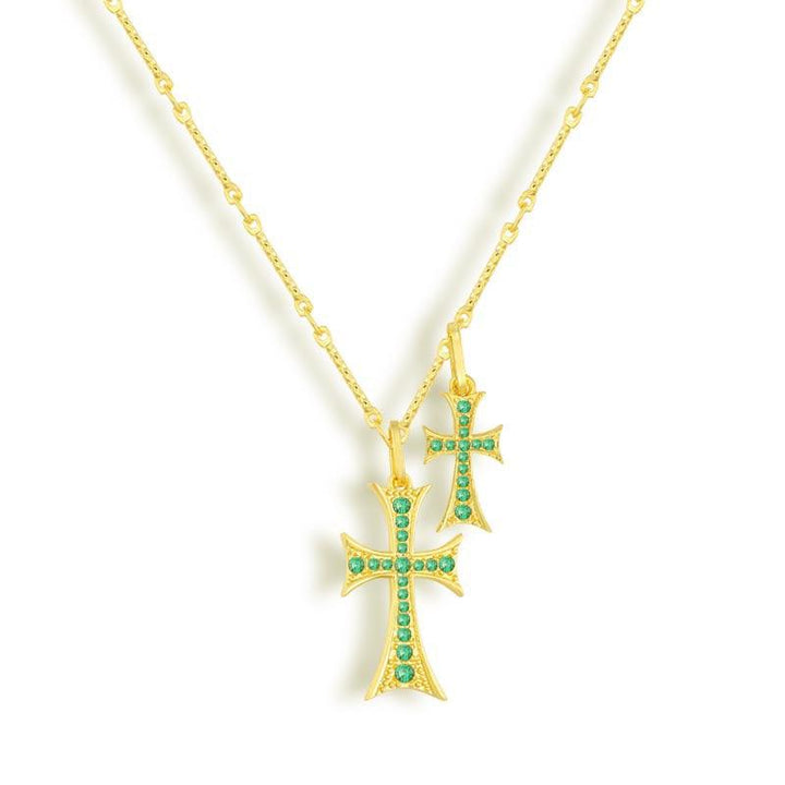 Double Cross Me Pendant Necklace