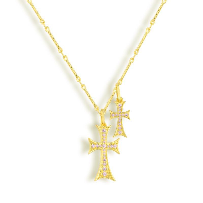Double Cross Me Pendant Necklace