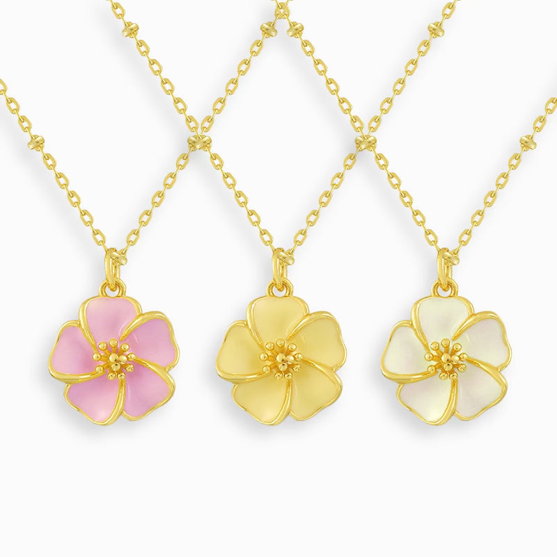 Honolulu Hibiscus Flower Pendant Necklace